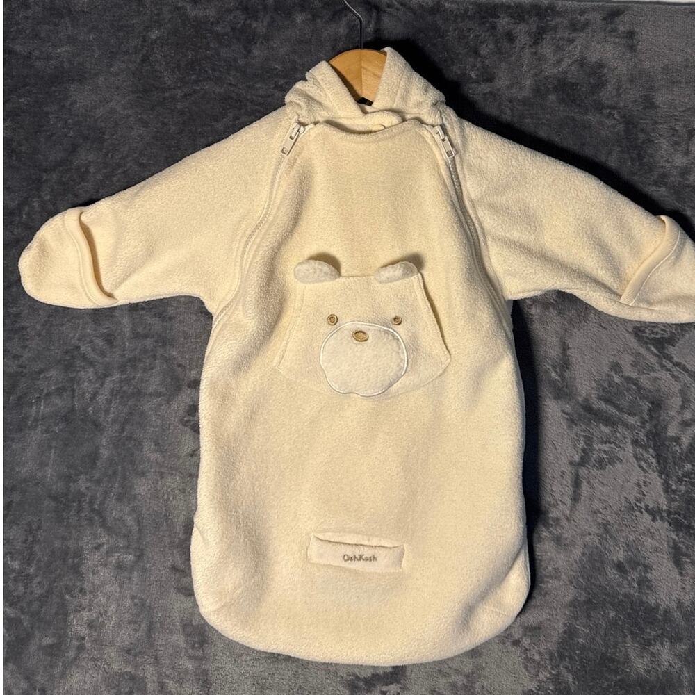 VTG 90s OshKosh B’gosh Fleece Winter Bunting Bag Bear Car Seat Friendly 0-3M
